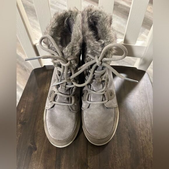 Sorel Explorer Joan Snow Lace Up Boot Faux Fur Quarry size 6.5 - Picture 5 of 10